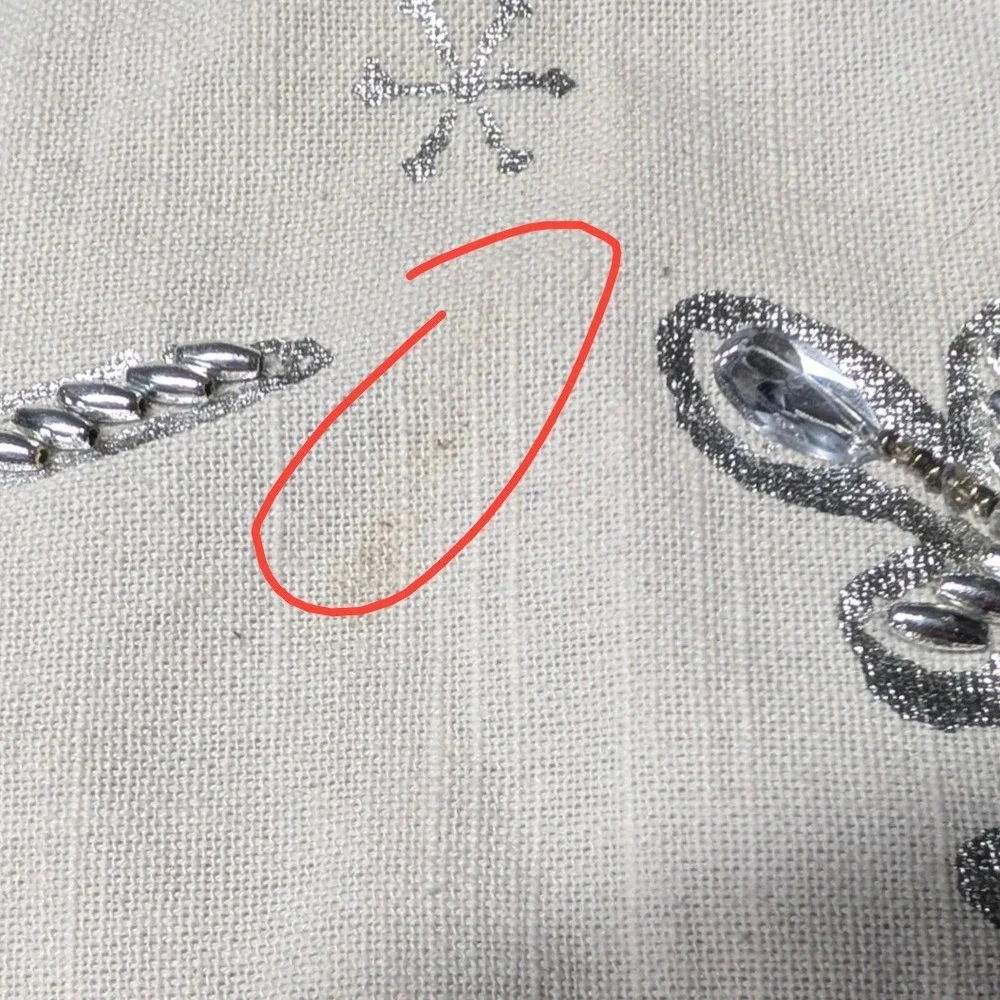Silver Beaded Snowflake Table Runner Gray Metallic Holiday Winter Decor 72 Inch